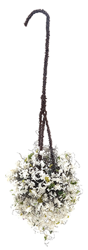 Dollhouse Miniature Hanging Basket: White, Small